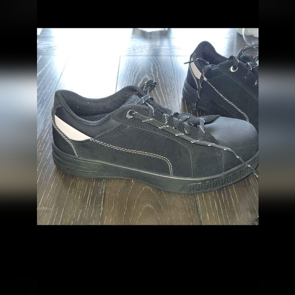 Women's 9½ Steel Toe Shoes Black With White. Oil & Slip Resistant - Picture 2 of 8